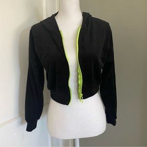Forever 21 Velour Cropped Zip Hoodie